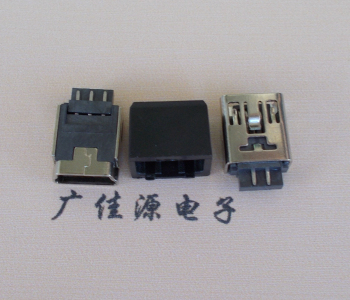 贵州MINI USB 5Pin接口 带护套焊线母座 B型180度铜壳