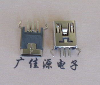 贵州MINI USB5p母座|B型口180度|直插弯脚