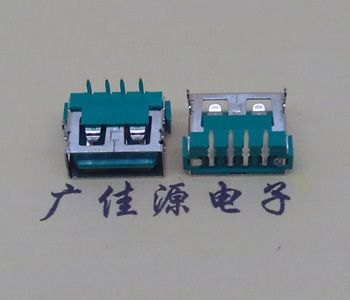 贵州USB2.0接口|AF90度母座|卧插直口|绿色胶芯