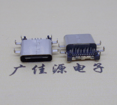 贵州卧式type-24p母座前插后贴6脚插板，板上型type-c母座接口