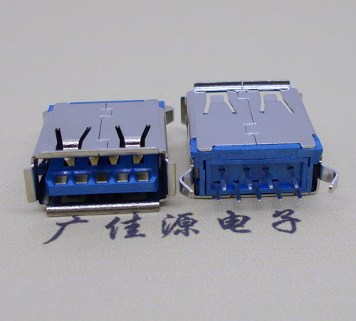 贵州USB 3.0接口.AF立式直插 弯脚插板,蓝胶芯翻边