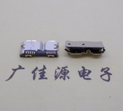 贵州micro usb 3.0母座双接口10pin卷边两个固定脚 